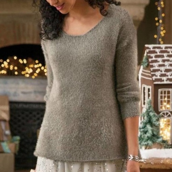 Soft Surroundings XL Subtle Shimmer Pullover Eyelash Fuzzy Soft Cozy Sweater - Picture 1 of 15